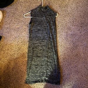 Grey & Black Turtleneck Sleeveless Dress